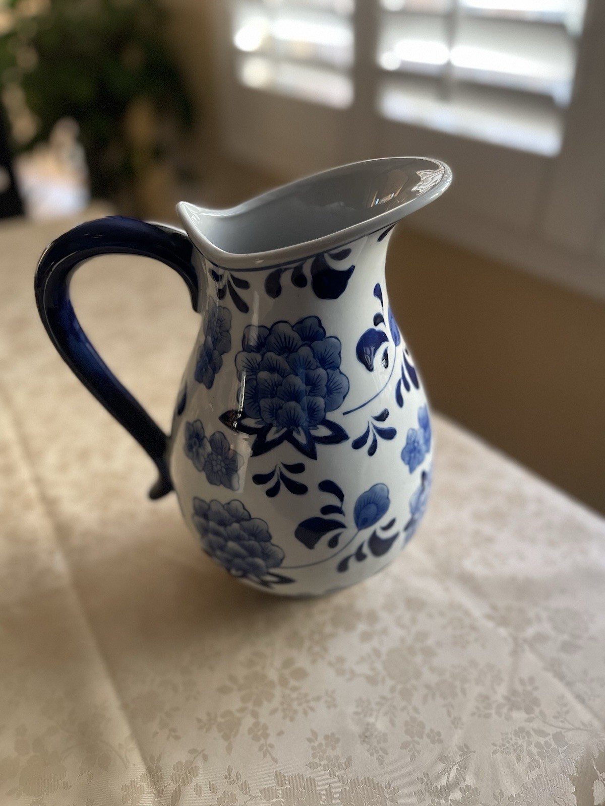 Vintage Blue and White Pitcher / Vase