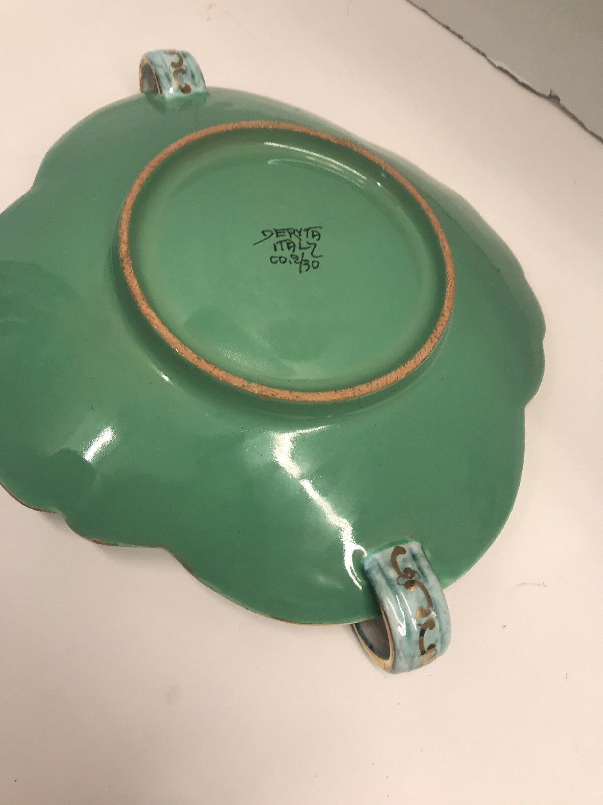 Deruta Bowl Italy Pottery Signed Numbered Blue Gold Leaf Chips On Edge 8”