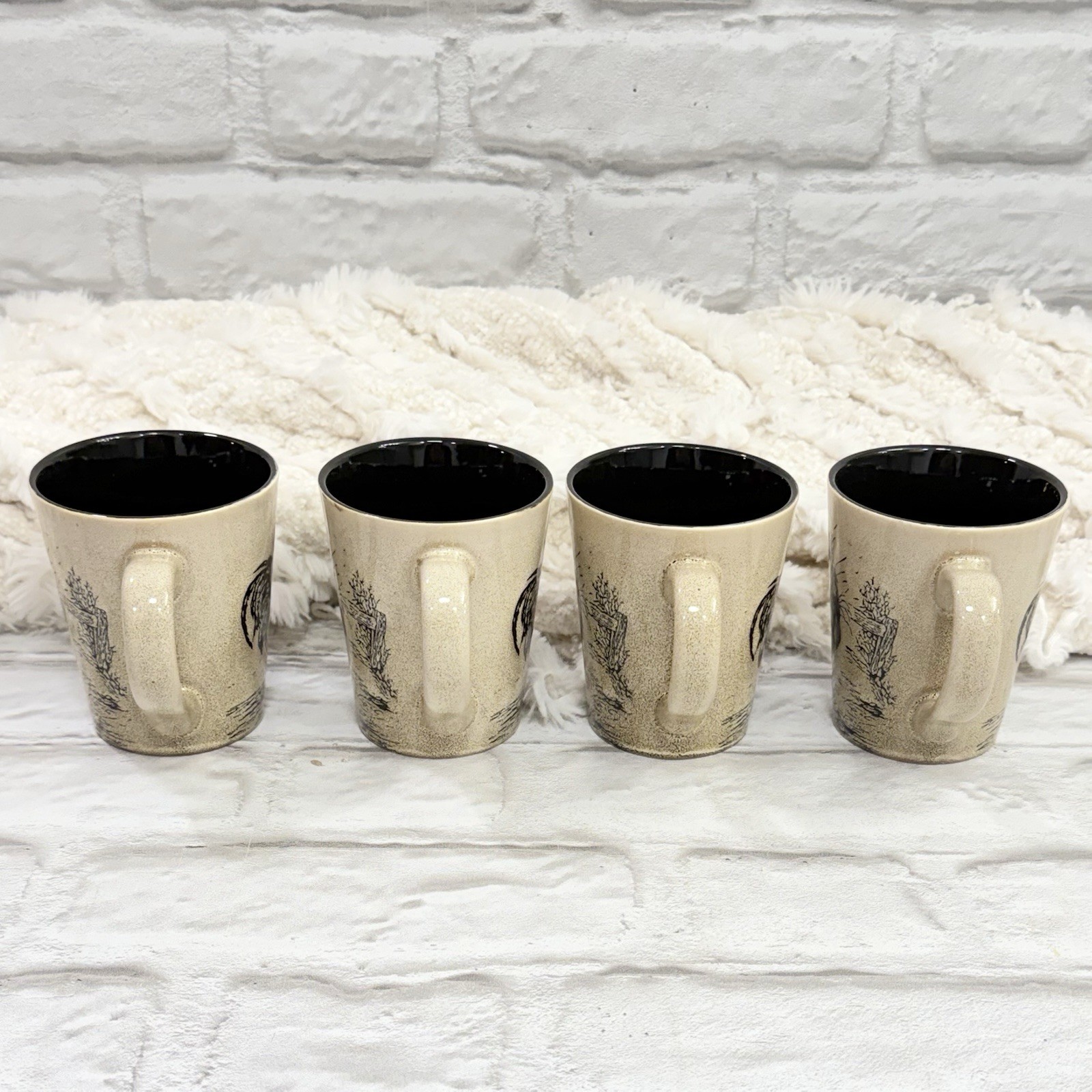 Pfaltzgraff Homespun Rooster Coffee Tea Mugs Set Of 4 Ceramic Farmhouse NEW
