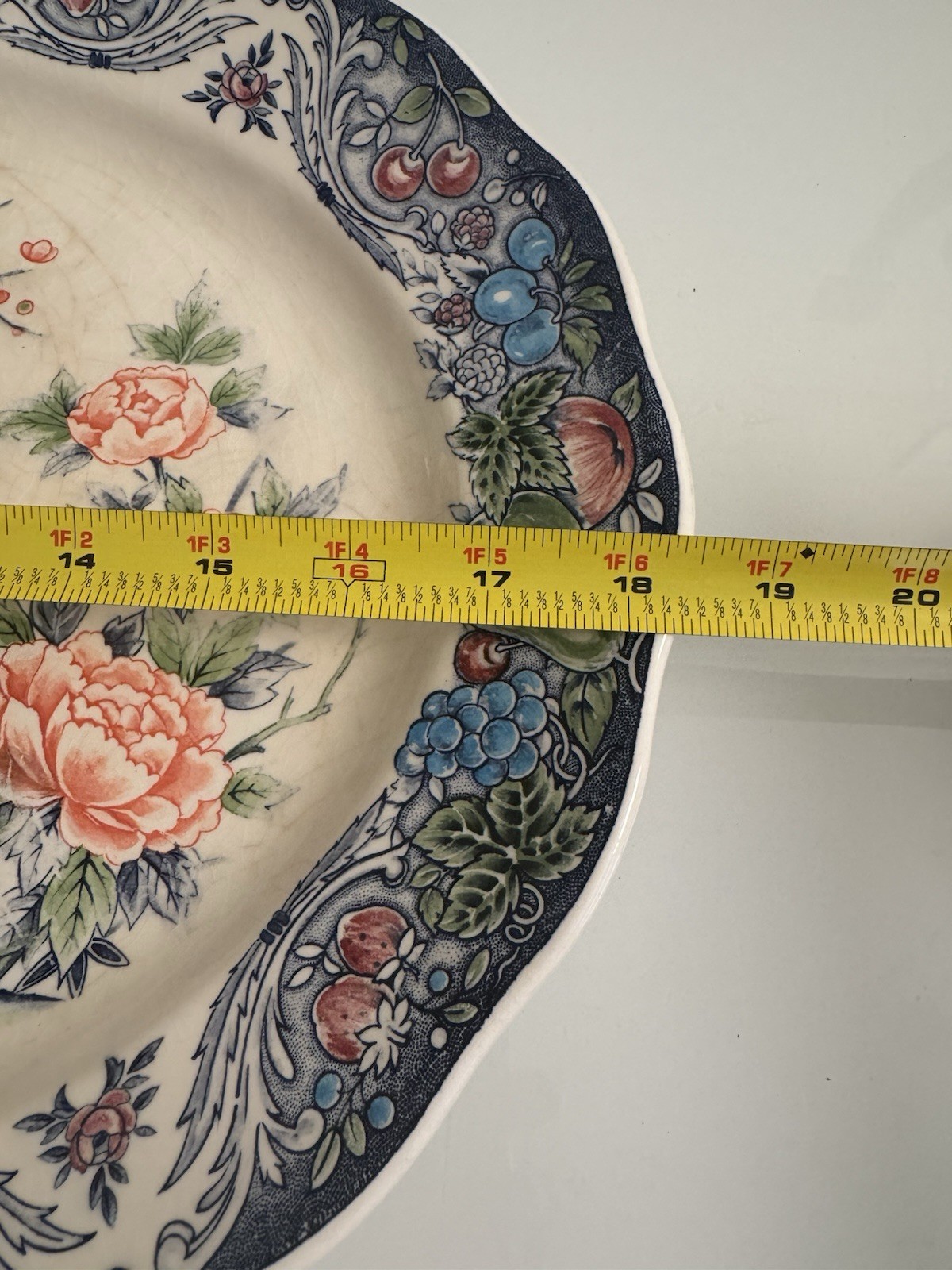 Vintage Empress SM Japan Large Serving Platter Colorful Peacock Rare 18”
