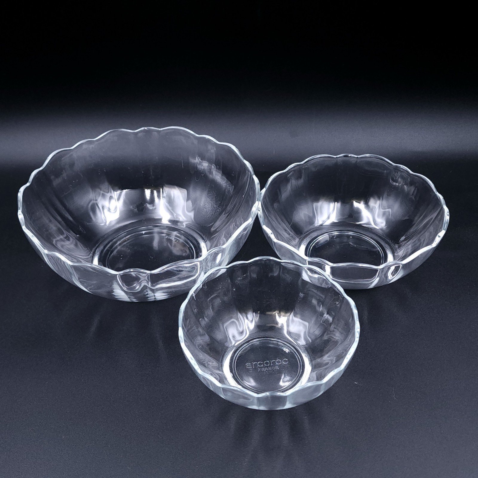 Arcoroc Arcade Bengale Nappy Tempered Glass Bowls Scalloped – Choose 4″ 5″ or 6″