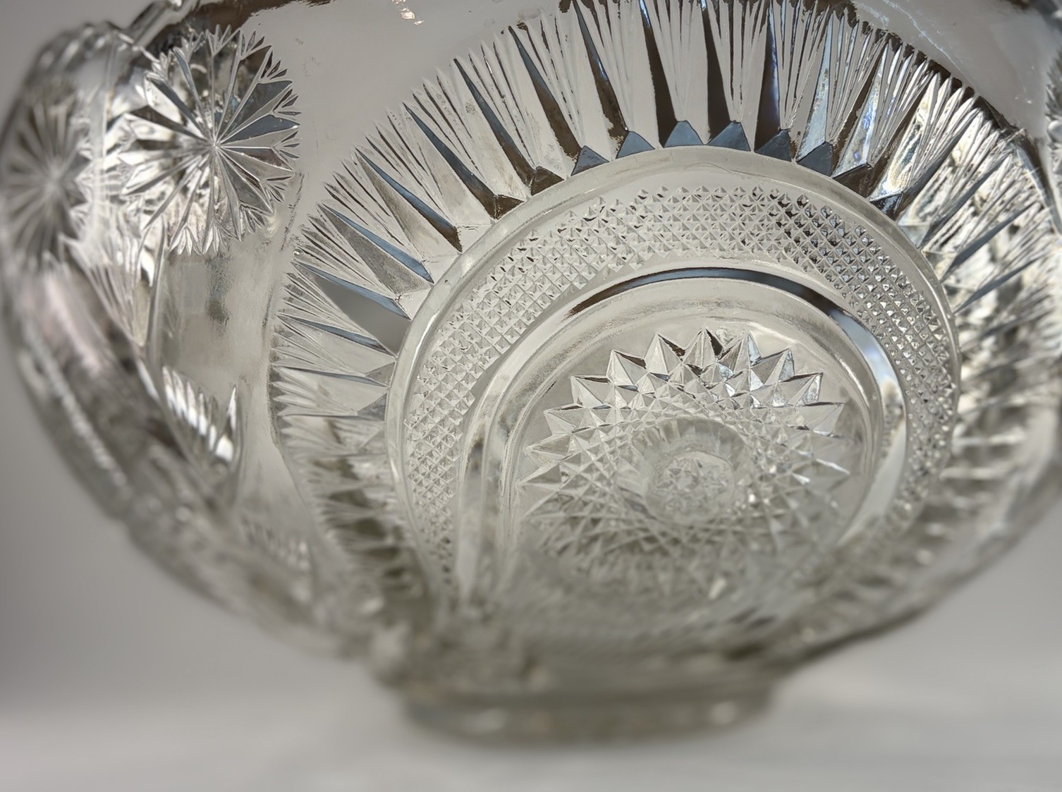 Smith Glass pinwheel And Stars Large Punch Bowl