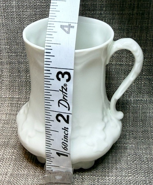 VTG Giraud Limoges France Cup & Saucer White Embossed Scalloped Fine Porcelain