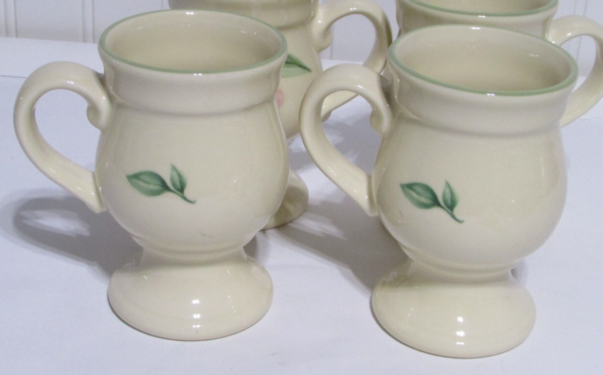 Pfaltzgraff Garden Party Pedestal Footed Mugs Set of 4 USA