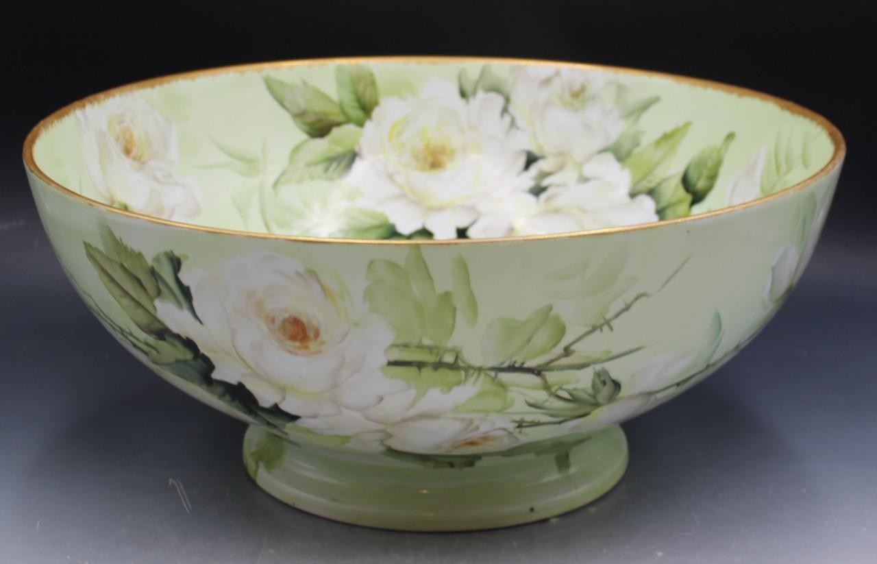 1905 Limoges Punch Bowl Hand Painted for Phi Kappa Sigma Fraternity by E. Miler