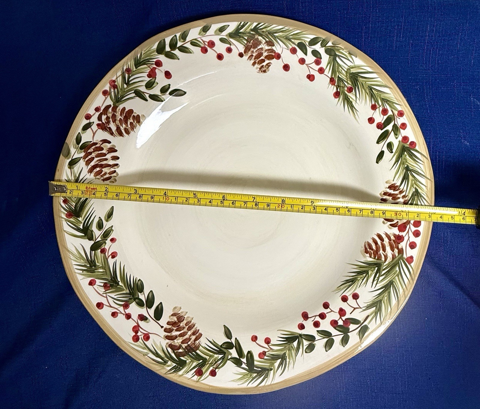 Pine & Berries Serving Chop Platter Plate 13″ Target Home Holiday Christmas READ