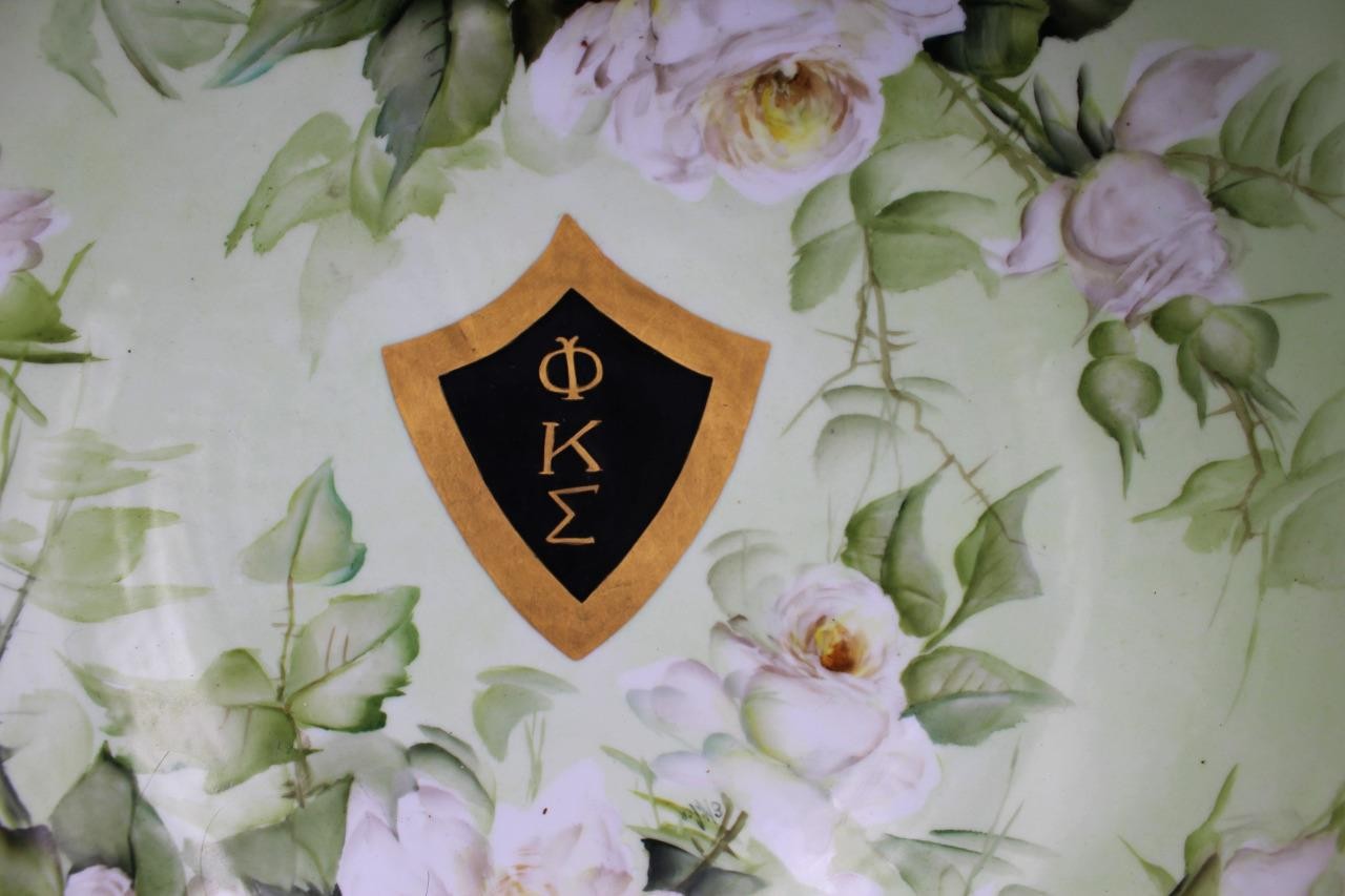 1905 Limoges Punch Bowl Hand Painted for Phi Kappa Sigma Fraternity by E. Miler