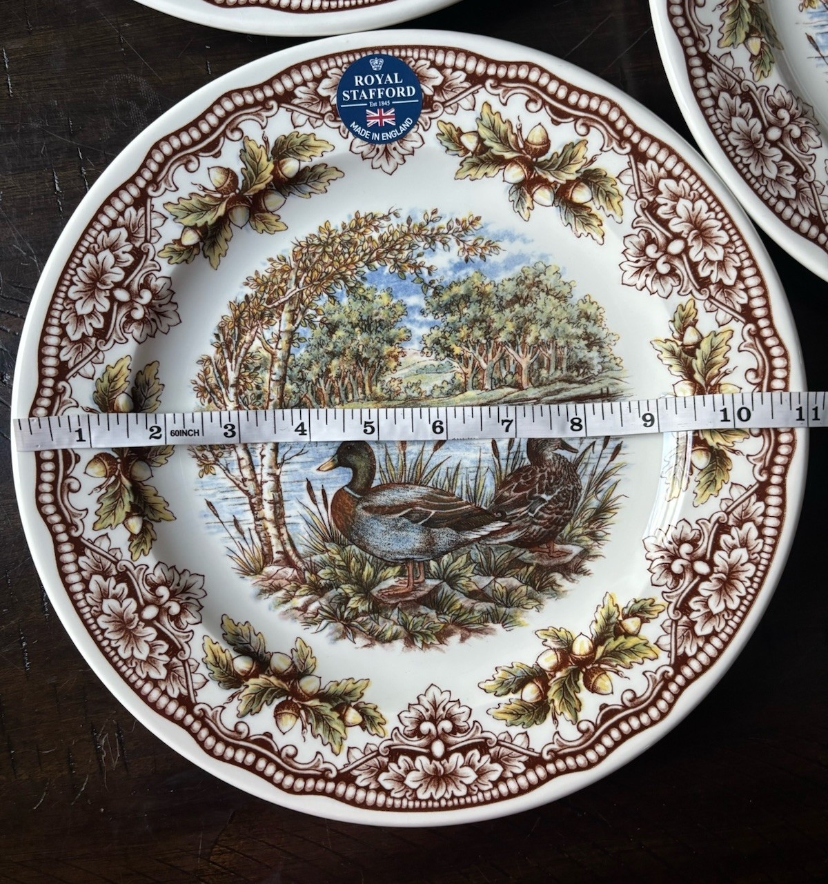 (6) Royal Stafford Woodland Fall Mallard Ducks With Acorns Dinner Plates New