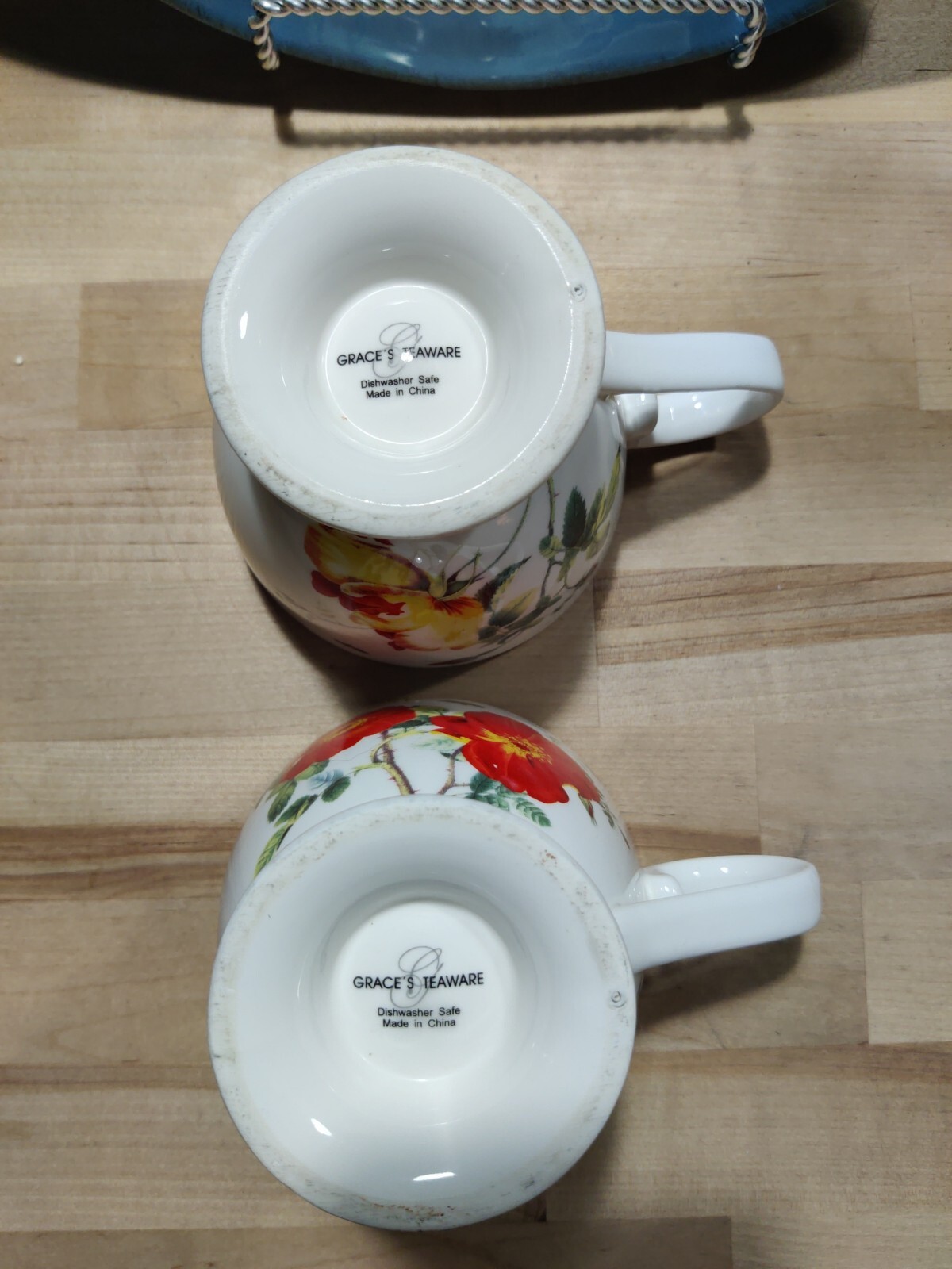 “Wild Rose and Bee” Grace’s Teaware (2) Footed Cups Nice