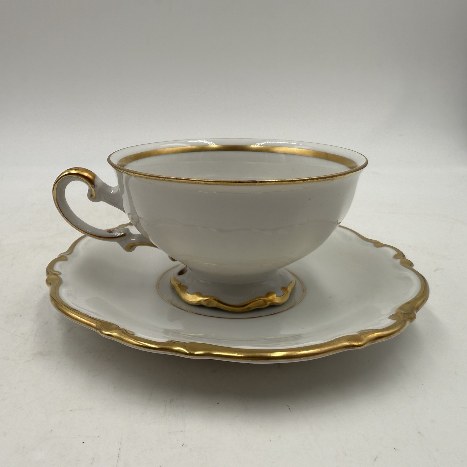 Mitterteich Bavaria Golden Lark Tea Coffee Cups Saucers Set of 3 Made in Germany