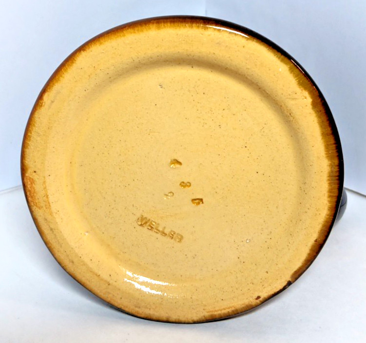 Beautiful Antique Weller Art Pottery Mug Hand Painted Grape Decoration 6.25 In