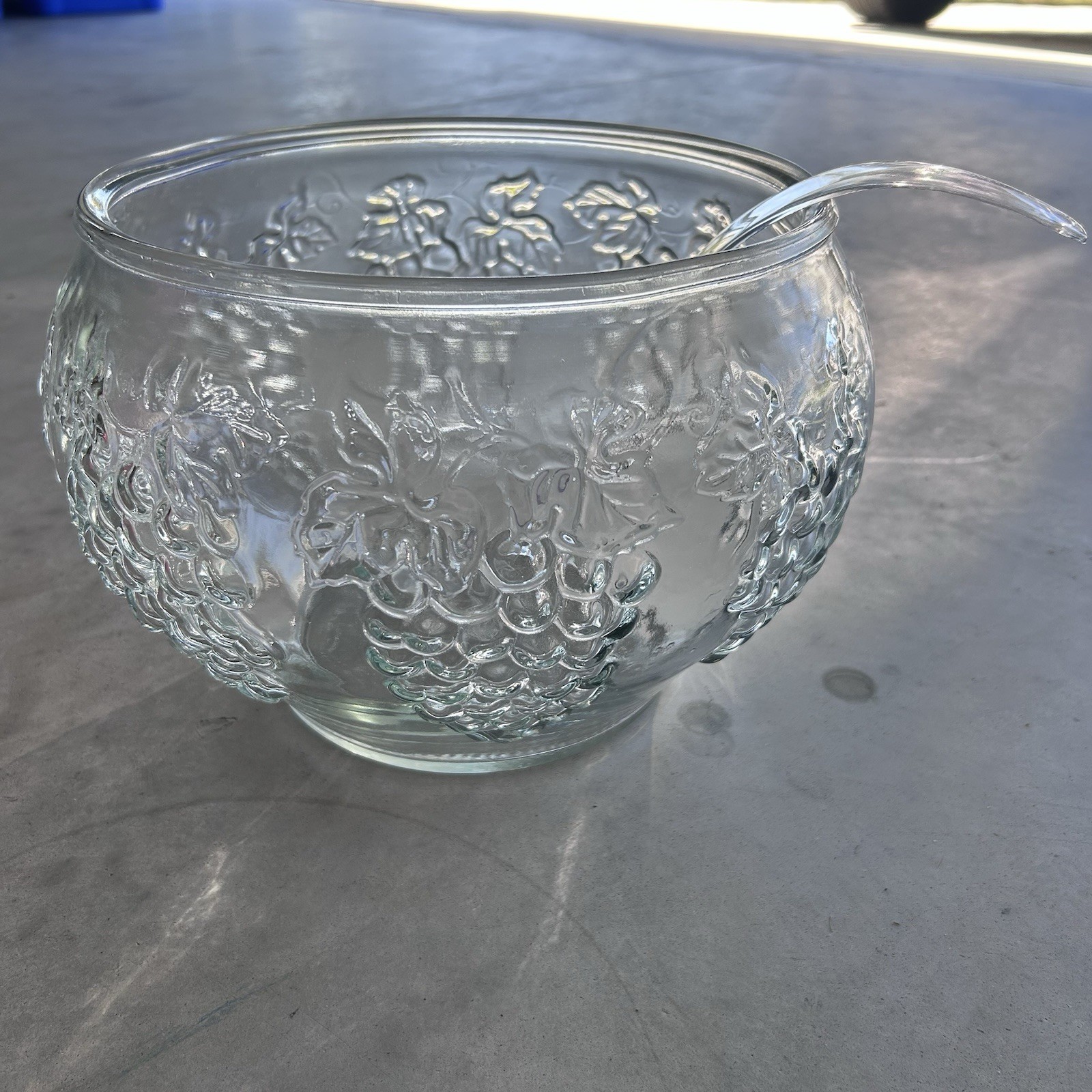 Vintage Indiana Glass Grapes Celebration Punch Bowl Cups Set In Box #5354