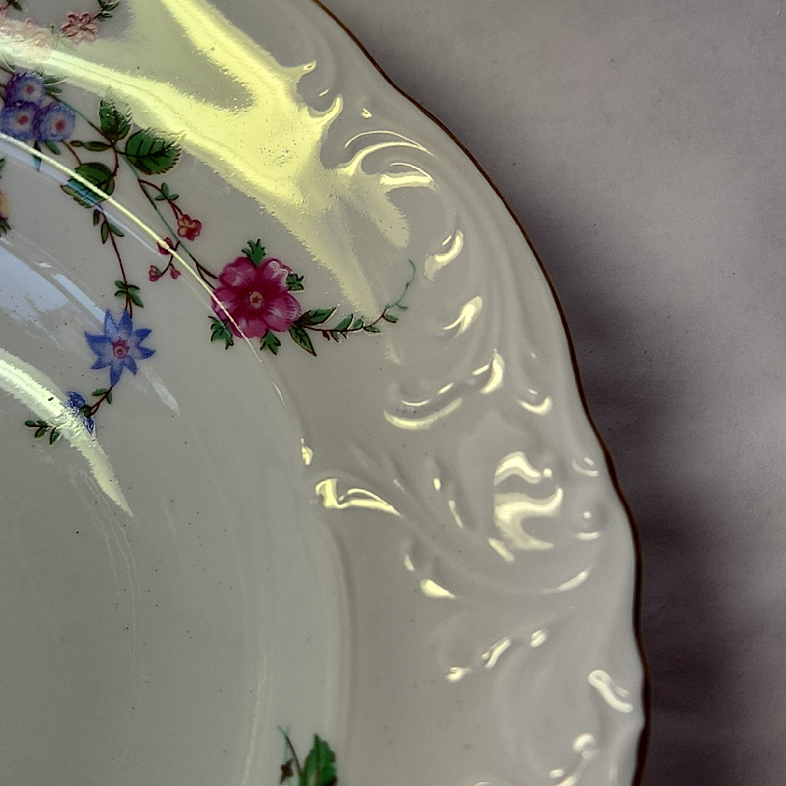 2 Rimmed Soup Bowl Floral Vintage Wawel China, ROSE GARDEN Made In Poland 8 1/8″