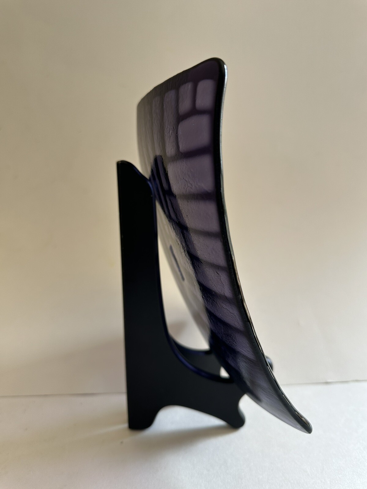 Fused Glass Art Plate Square 8”x8” Abstract Contemporary Modern Amethyst Purple