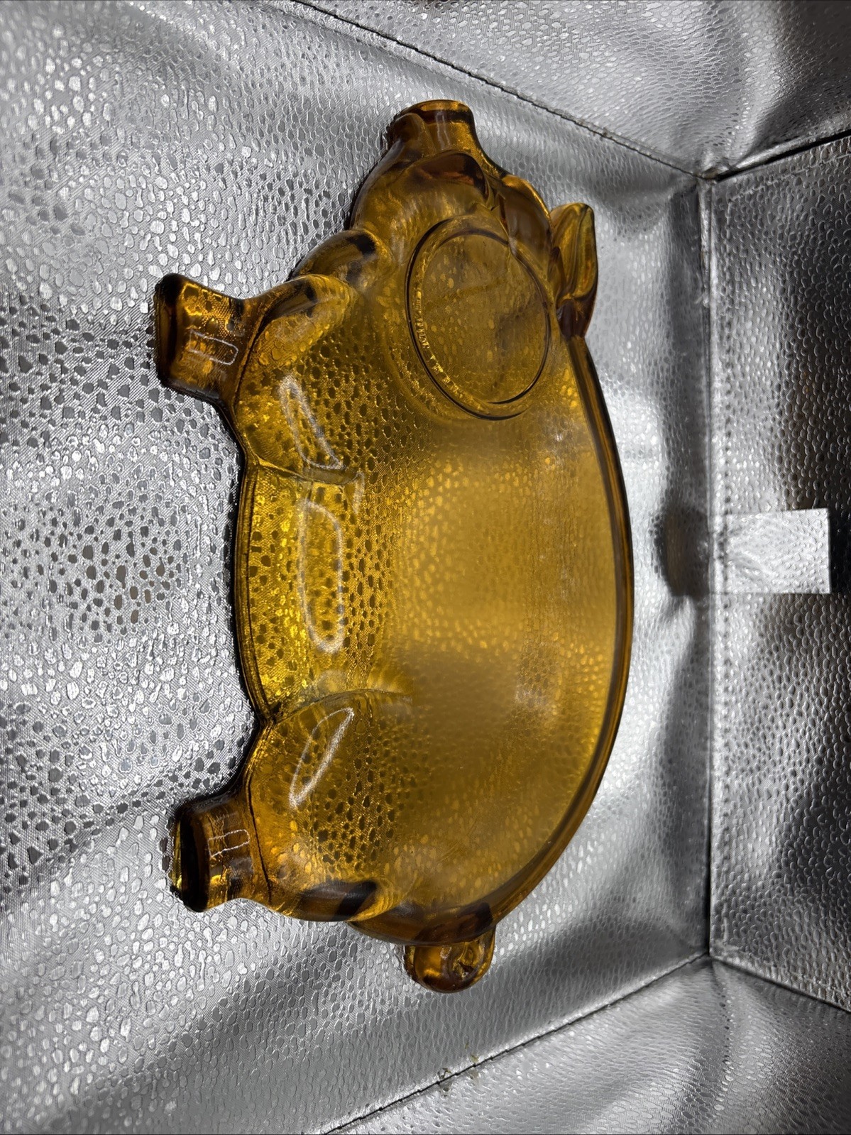 Vintage Tiara Indiana Glass Amber Pig Platter Tray Plate 1970s