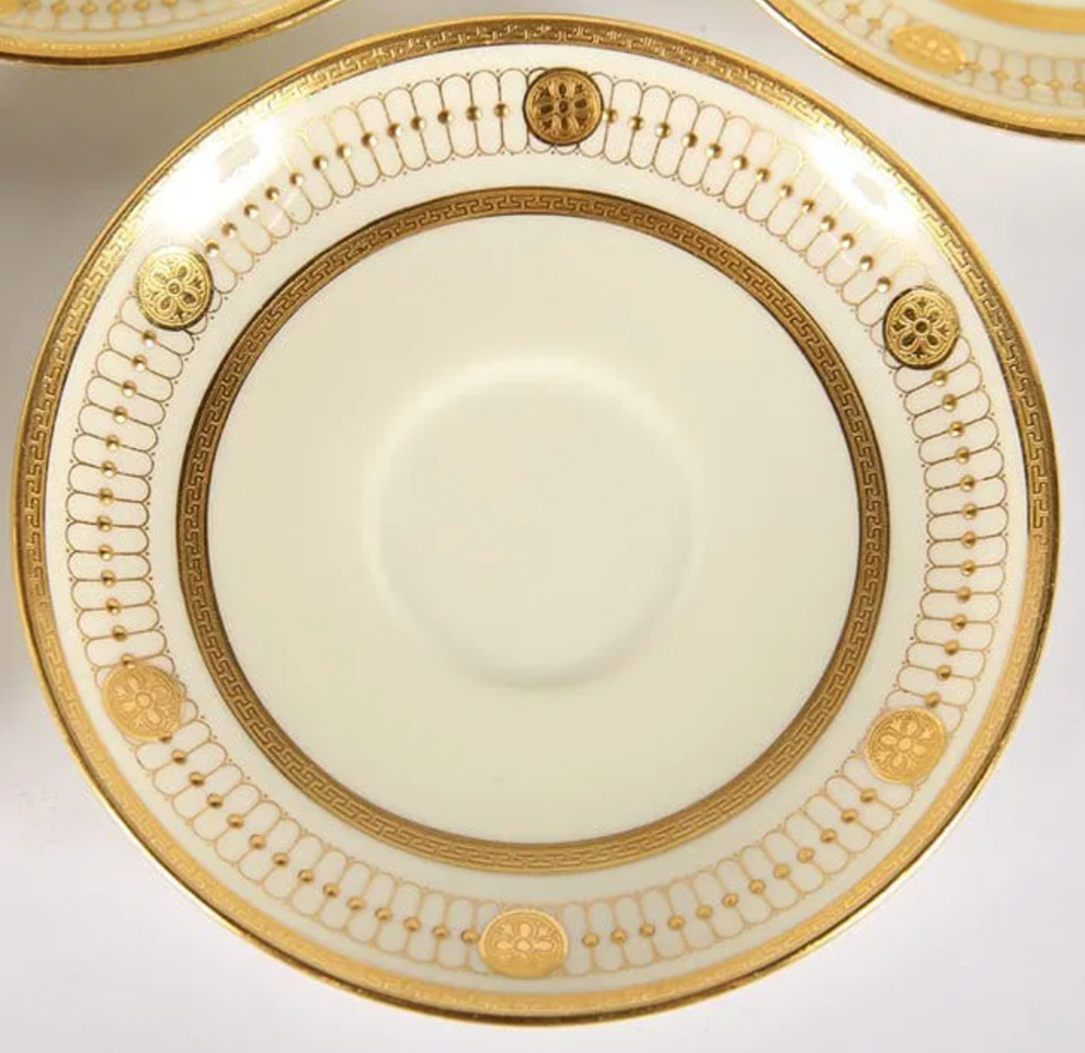 Antique Minton for Tiffany & Co. Cream Soup Bowls & Saucers 22k Gold Set of 9