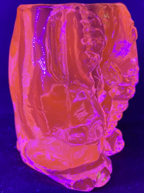 Blue Vaseline glass Circus elephant toothpick Q-tip holder uranium match crying
