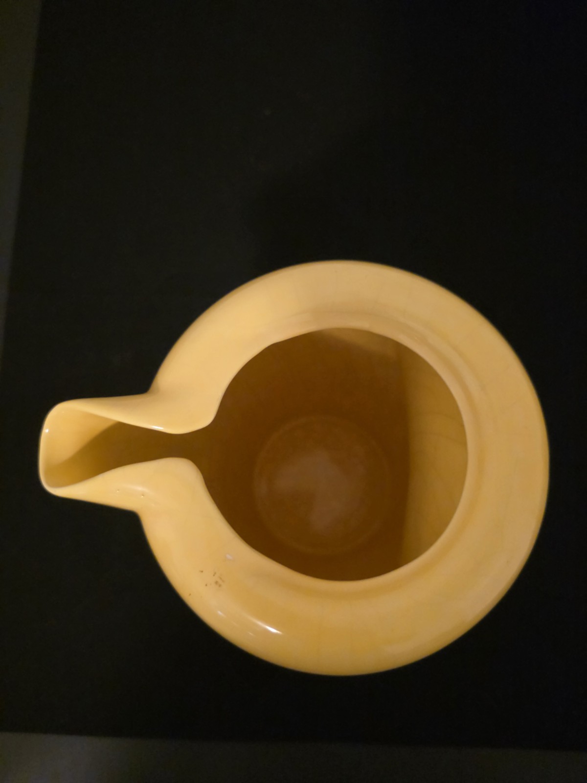 Hollydale Malibu Modern Yellow Ceramic Pitcher , Glossy Finish, Round Shape