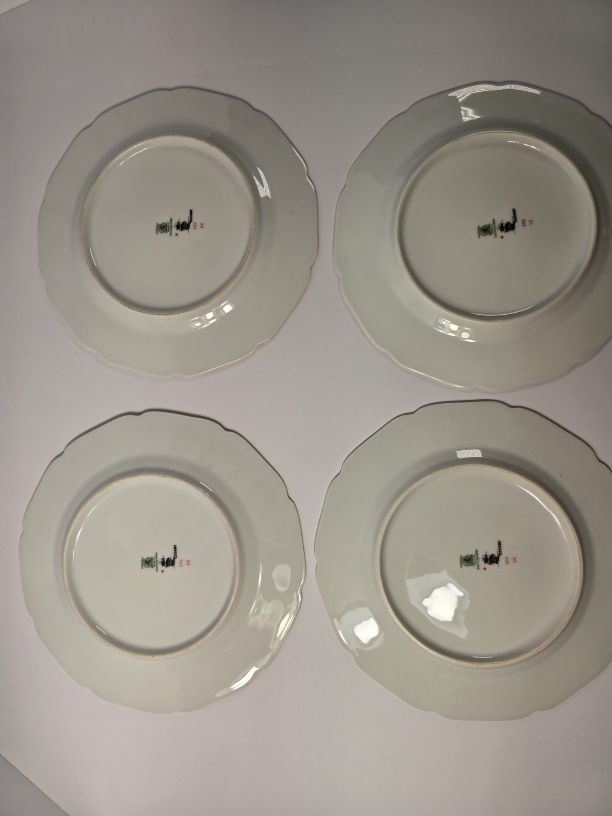 Vintage Bohemia Czechoslovakia Dinner Plates Green Gold Floral Macy’s Set of 4