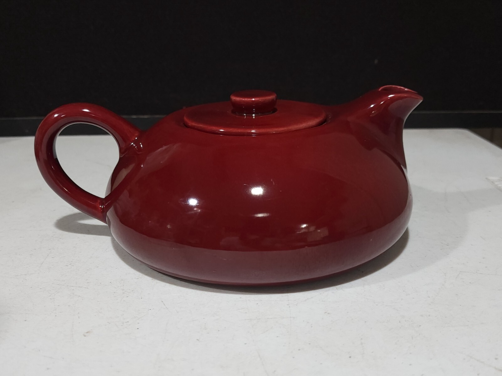 RARE HOLLYDALE CALIFORNIA MALIBU MODERN MAROON RED TEAPOT MCM 1948