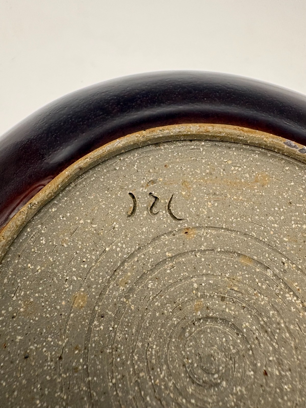 Studio Art Pottery Deep Purple Glazed Stoneware Bowl 8.75″ x 2.5″ Signed