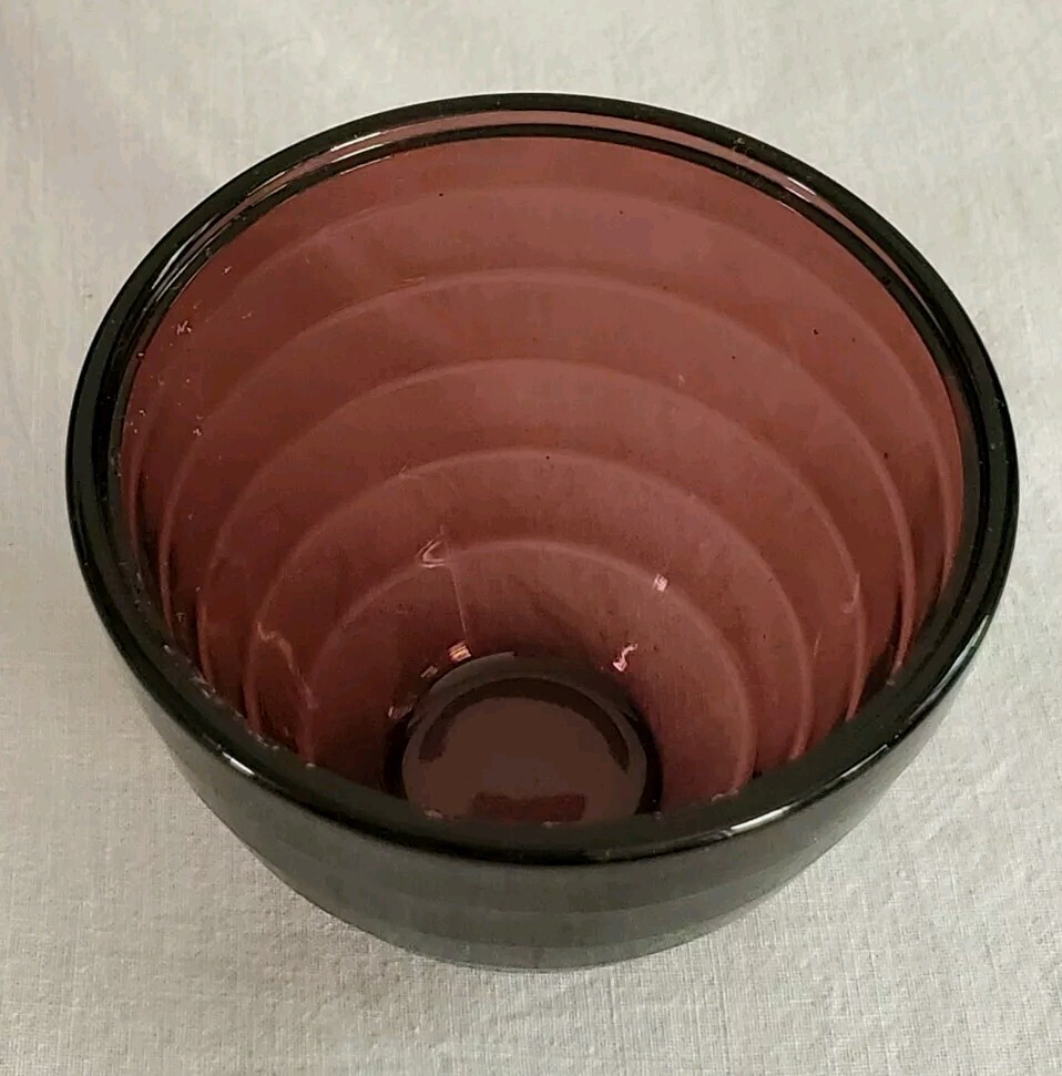 Vtg 30’s Hazel Atlas Purple Amethyst Punch Bowl Chrome Art Deco Moderntone Cups
