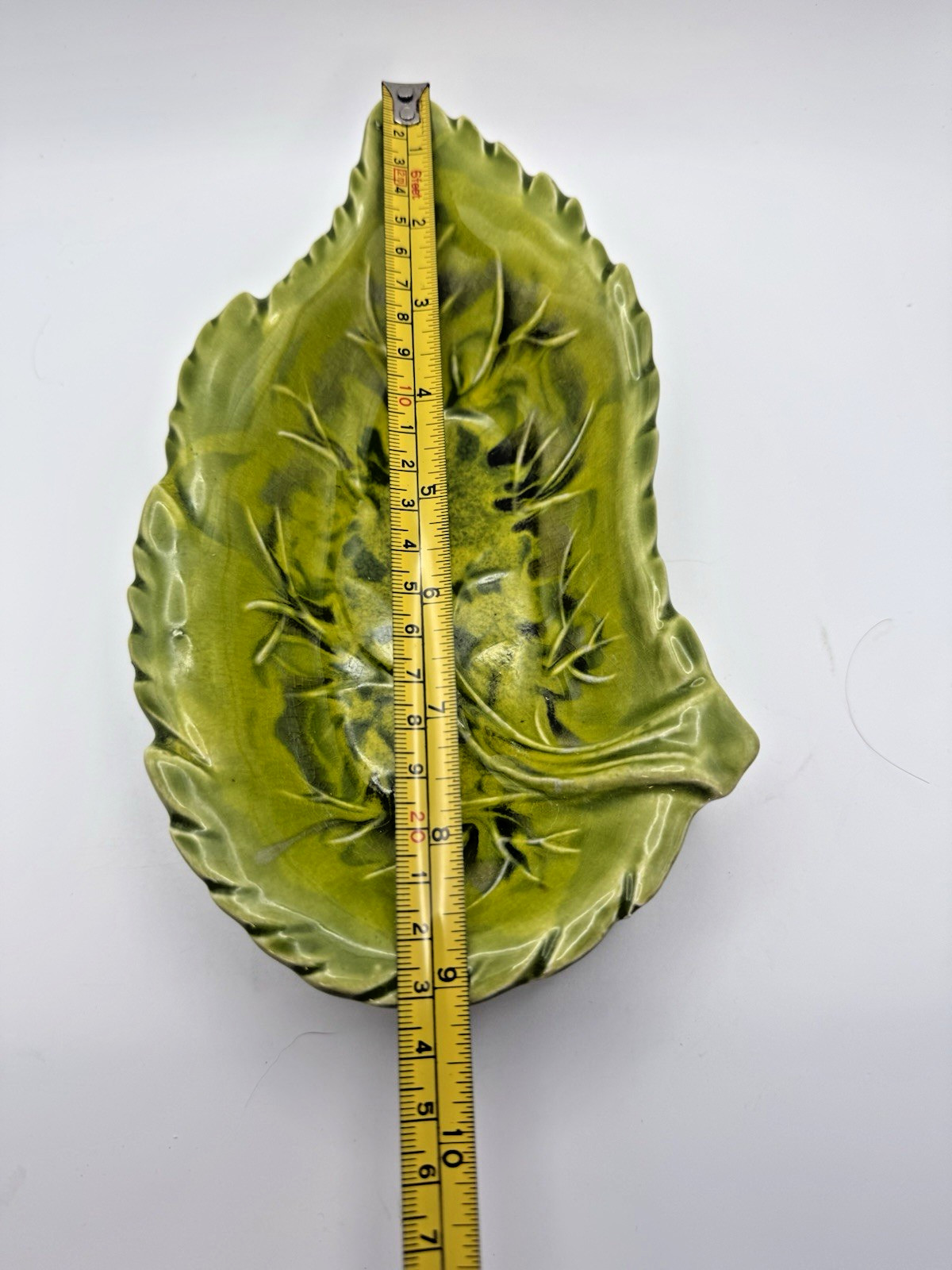 Green Leaf Dip Bowls Set 4 California Original 594 USA Drip Glaze Pottery VTG