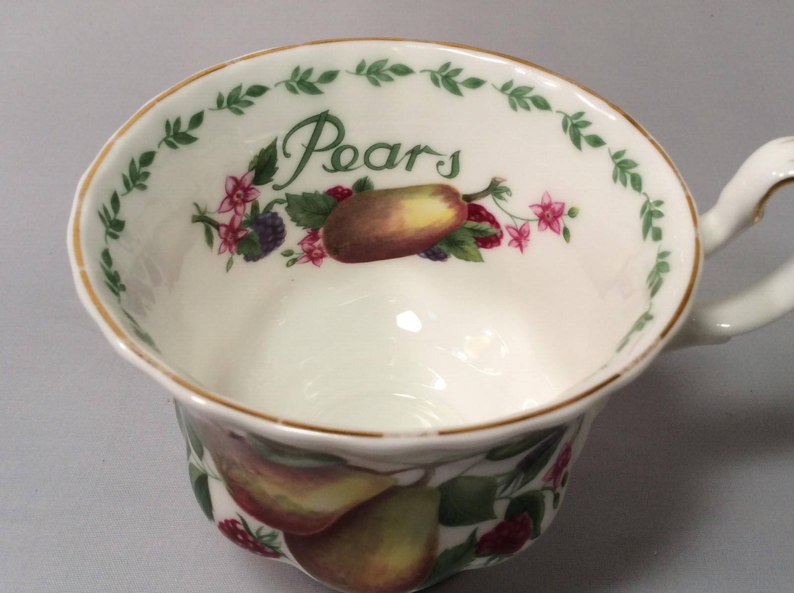 4 Fruit Royal Albert Bone China Teacups, Fruit Grapes, Peaches, Pears & Apples