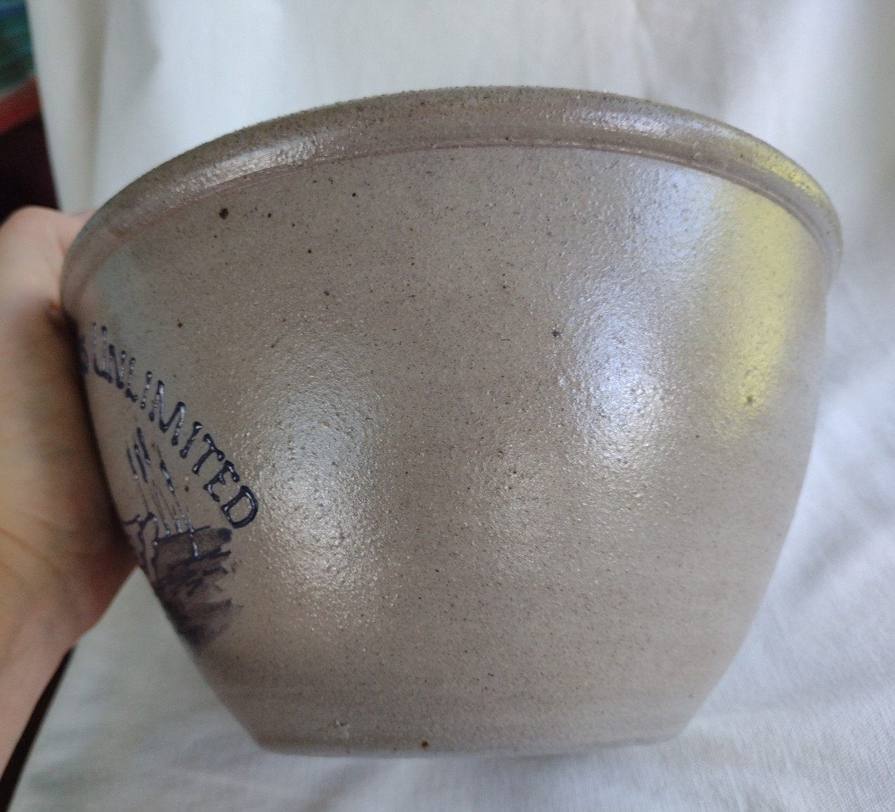 Vintage 1994 Rockdale Union Stoneware Handmade Bowl Wisconsin Ducks Unlimited