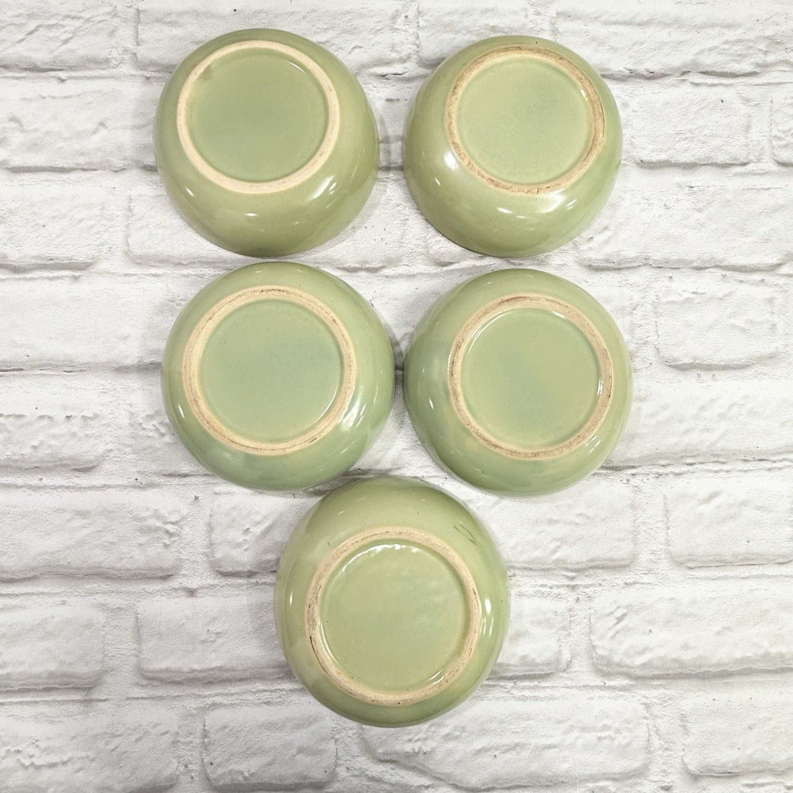 Vintage La Solana Avocado Green Cereal Soup Bowls 6” 1950’s Set Of 5