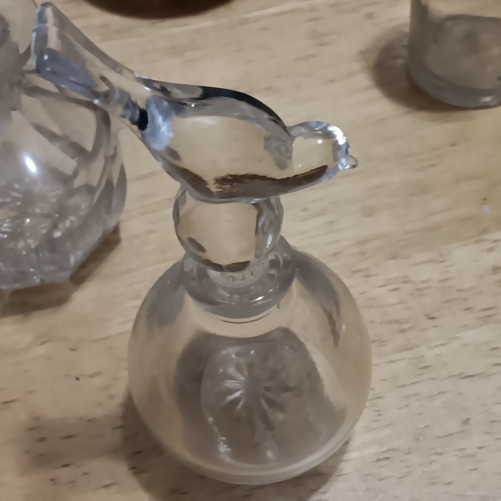 Lot of 9 Vintage Antique Glass Cruets & Decanters with Stoppers Mixed Patterns