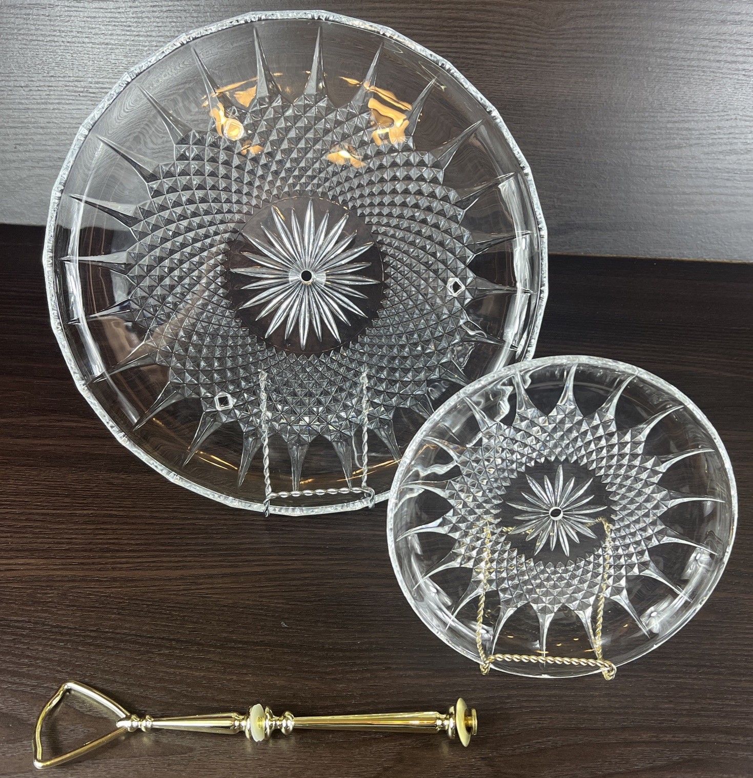 Beautiful Cristal D’Arques France Longchamp Crystal Two Tiered Server With Box