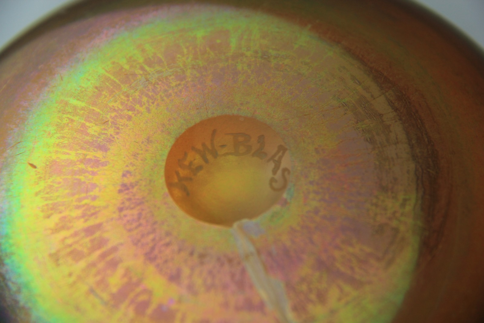 Antique Kew-Blas Gold Iridescent Bowl with Pinched Sides Signed!