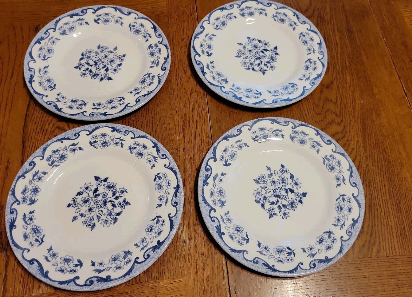 Set of 4 Royal Stafford French Toile Blue & White Salad/Sandwich Plates England