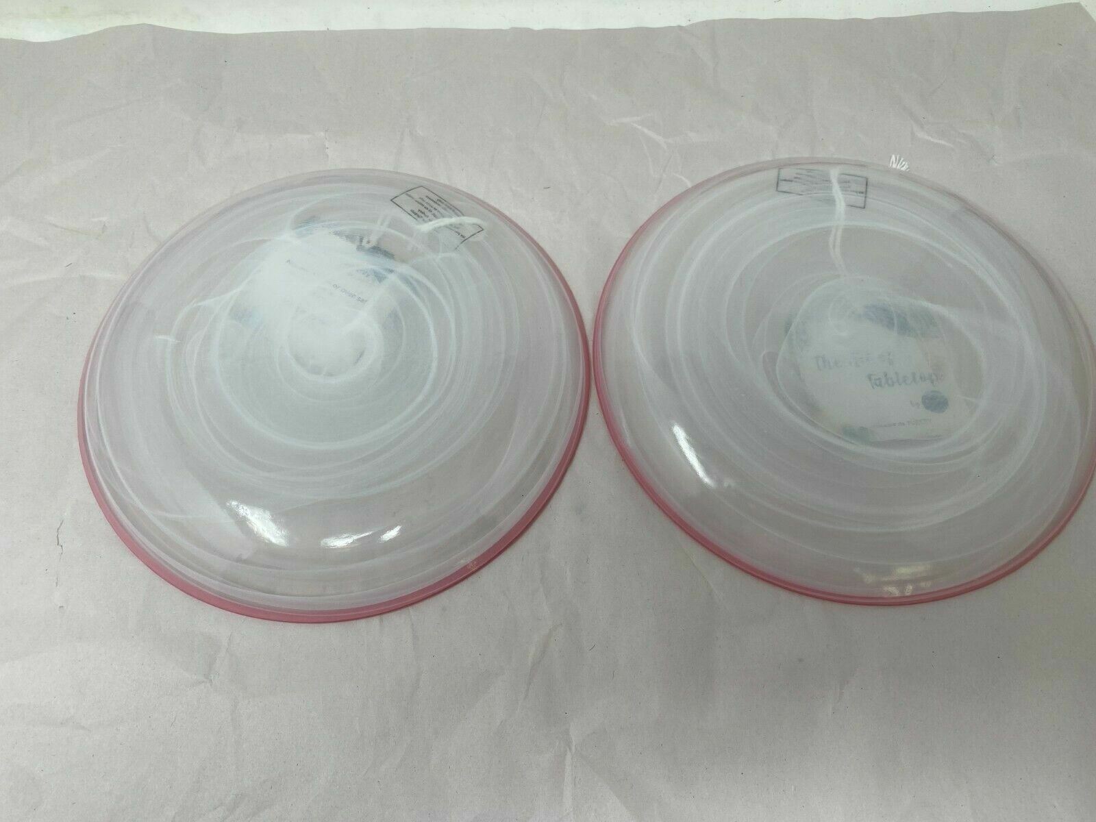 Ardamcam Pink & White 8in Glass Dessert Plate set of 2 AA02B01037