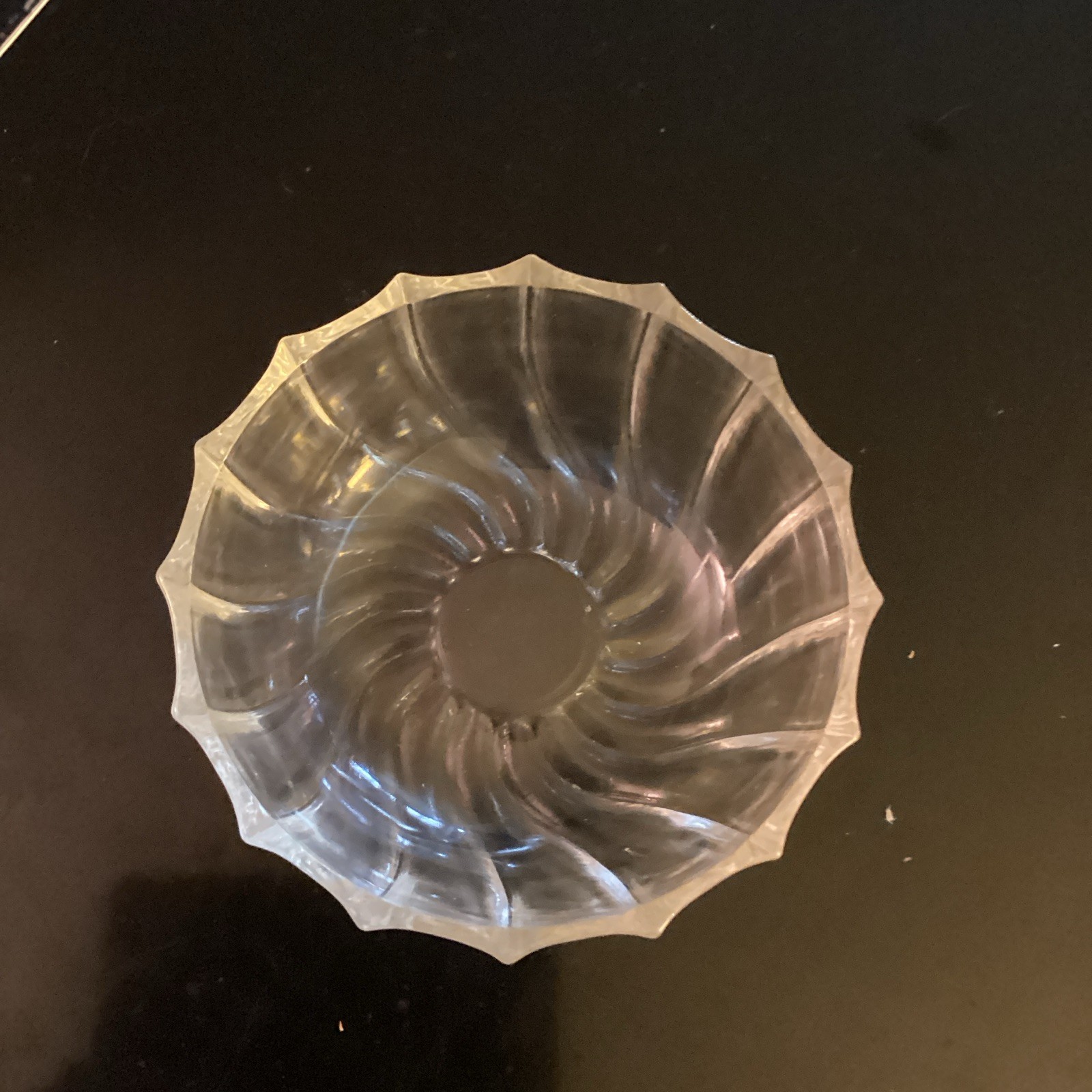 Clear Ribbed Pressed Glass Bowl Round Fluted Sides Pattern