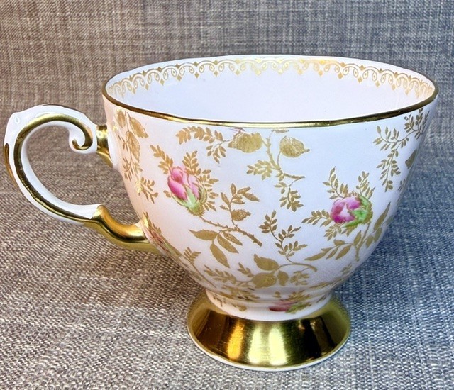 Vintage Royal Tuscan Teacup and Saucer Sunshine Rose Pattern English Bone China