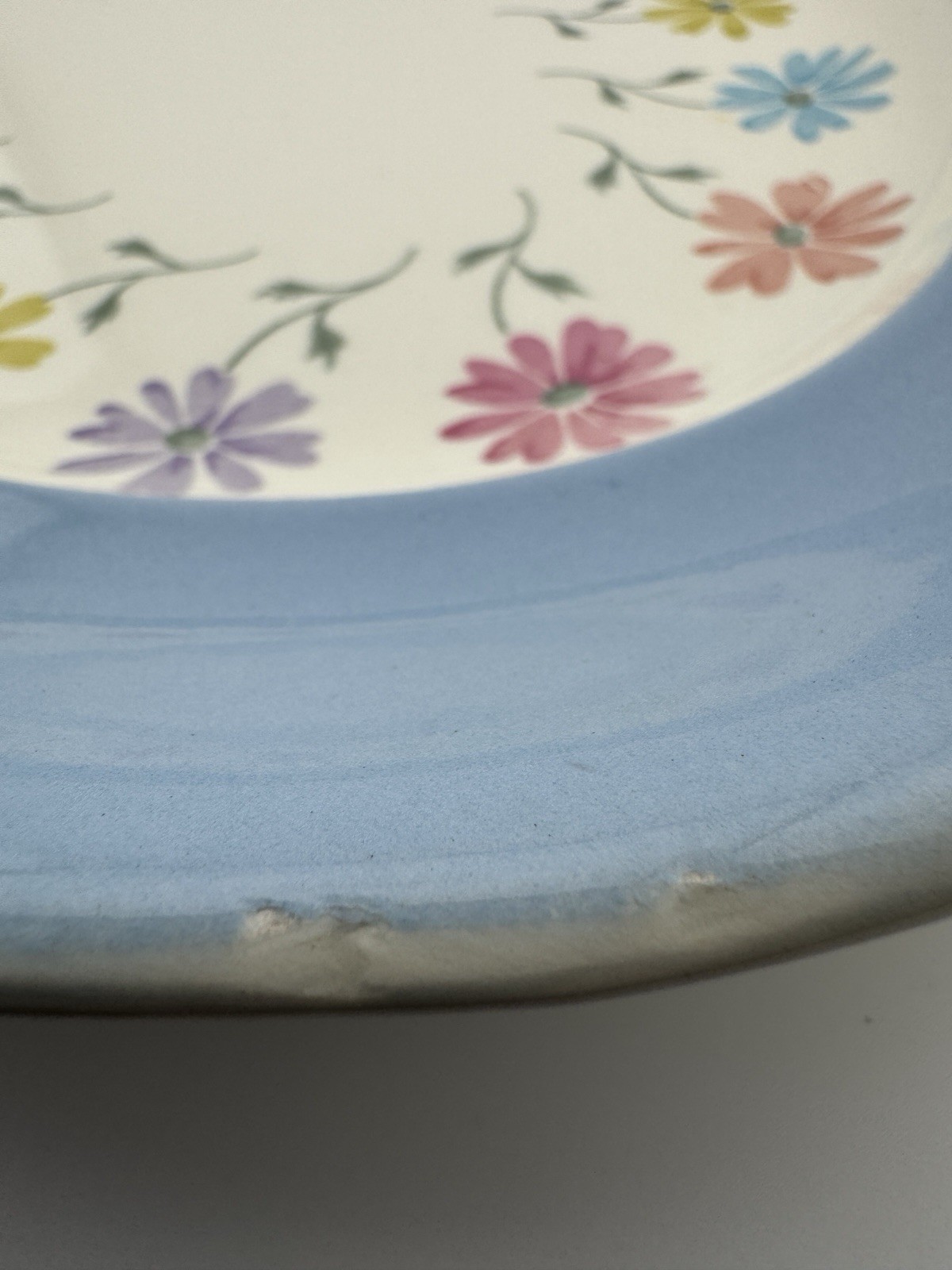 Vintage Steubenville China Pottery Oval Serving Platter Pastel Flowers 15 X 11.5