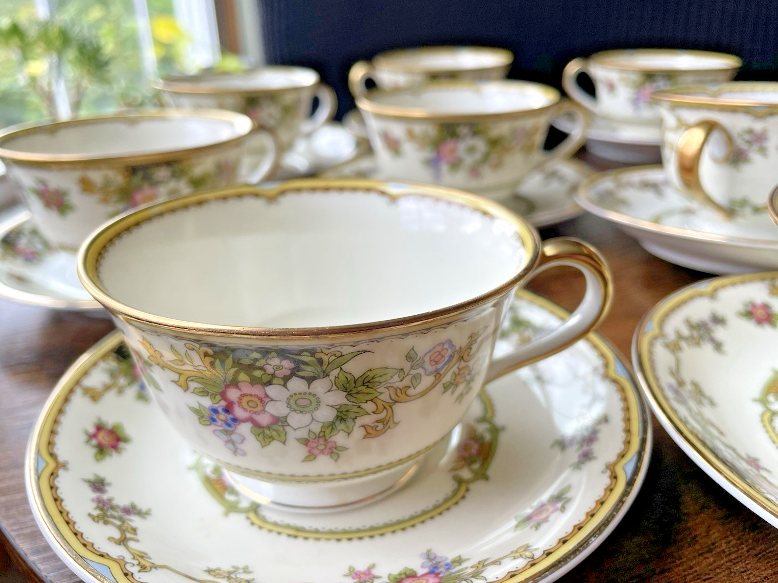 Noritake Tea Cup & Saucer Gold Floral China Vintage Set Cordova 1930’s Japan