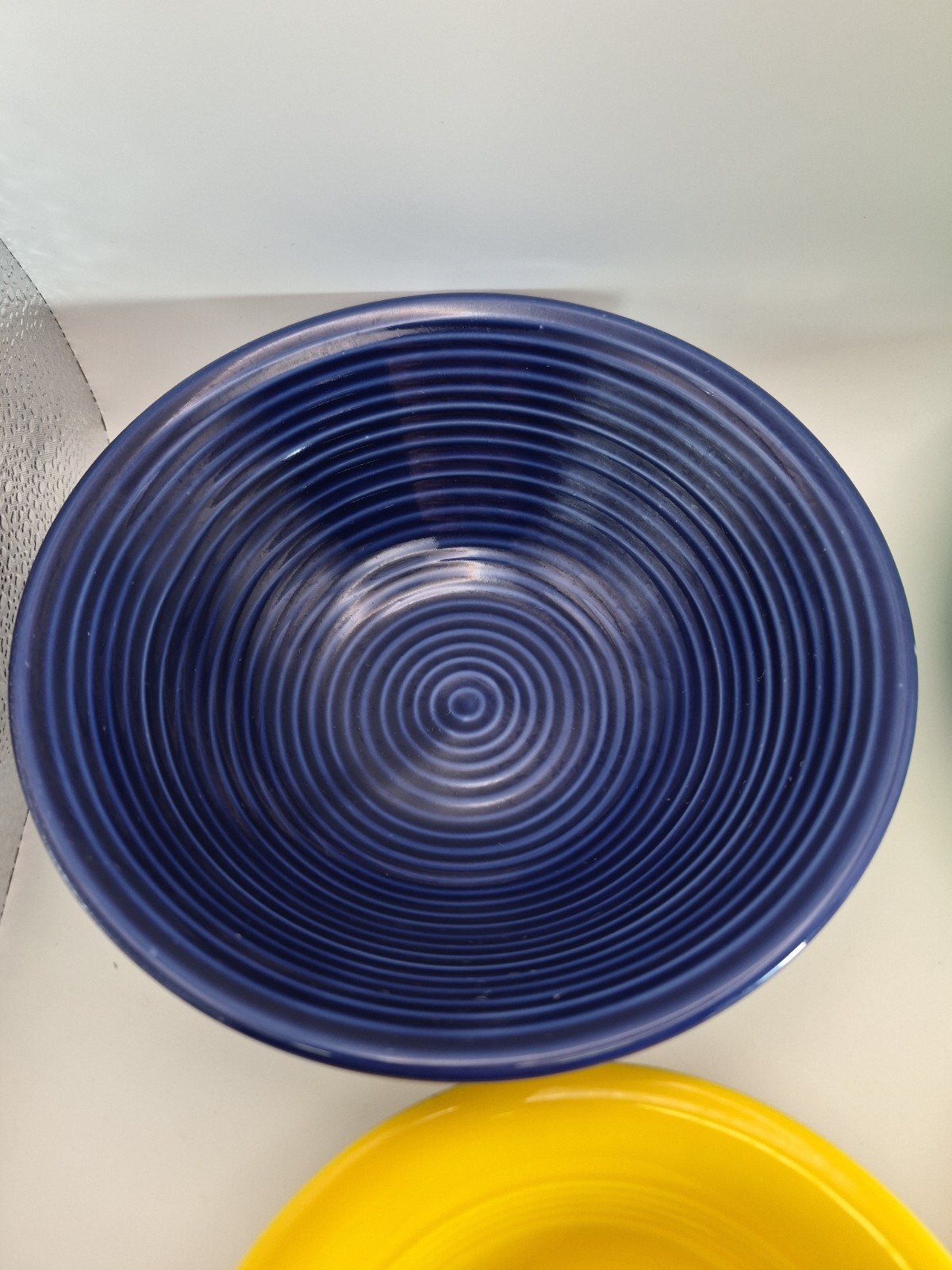4 Vintage Ceramic Primary Stoneware Bowls Unmarked ~Cobalt Blue ~Green ~Yellow