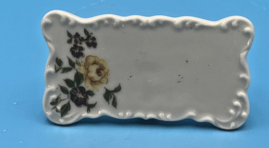 Name Place Tag Set 6 English Rose Porcelain floral VTG 2.25″ Dinner Tea Party