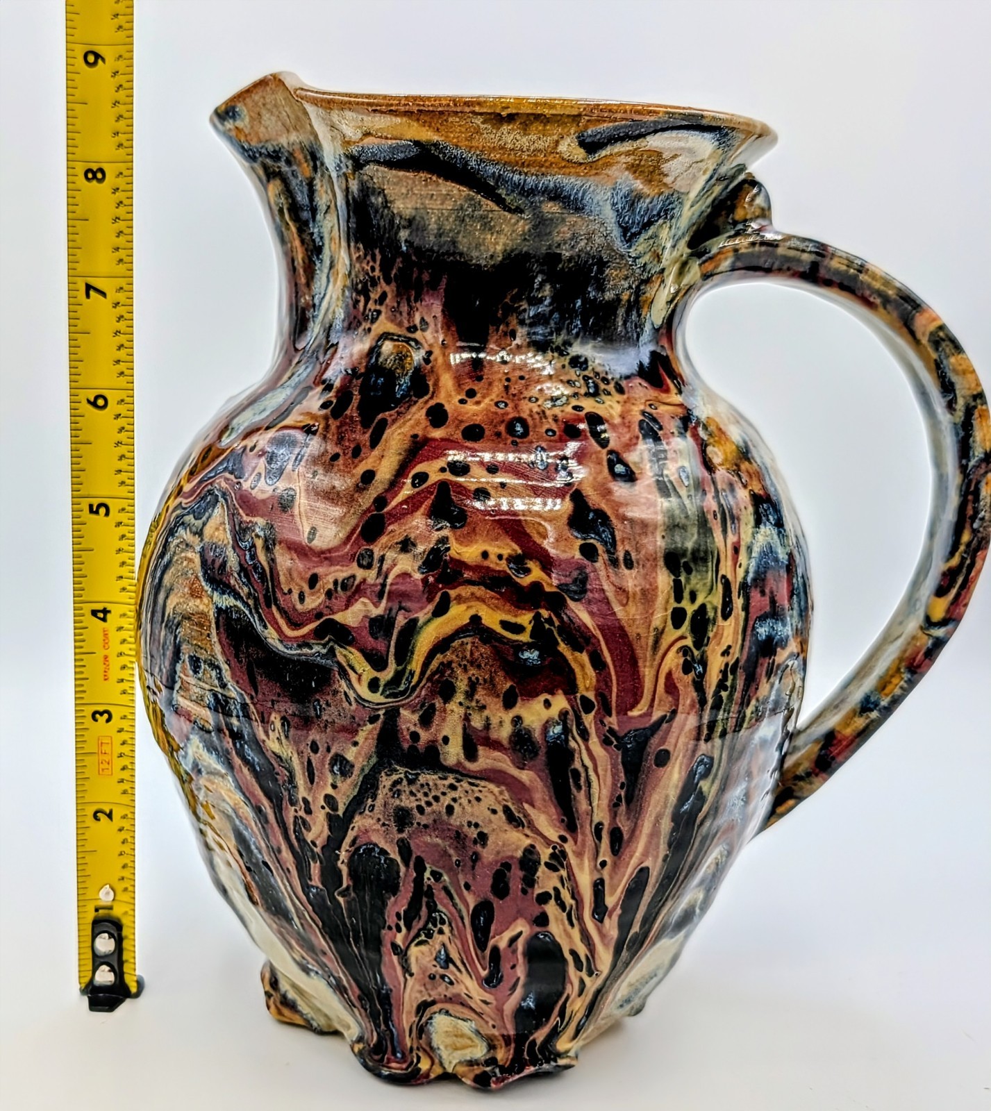 John Coburn JRC ’10 Studio Art Pottery 9″ Pitcher Tennessee Marbled Glaze