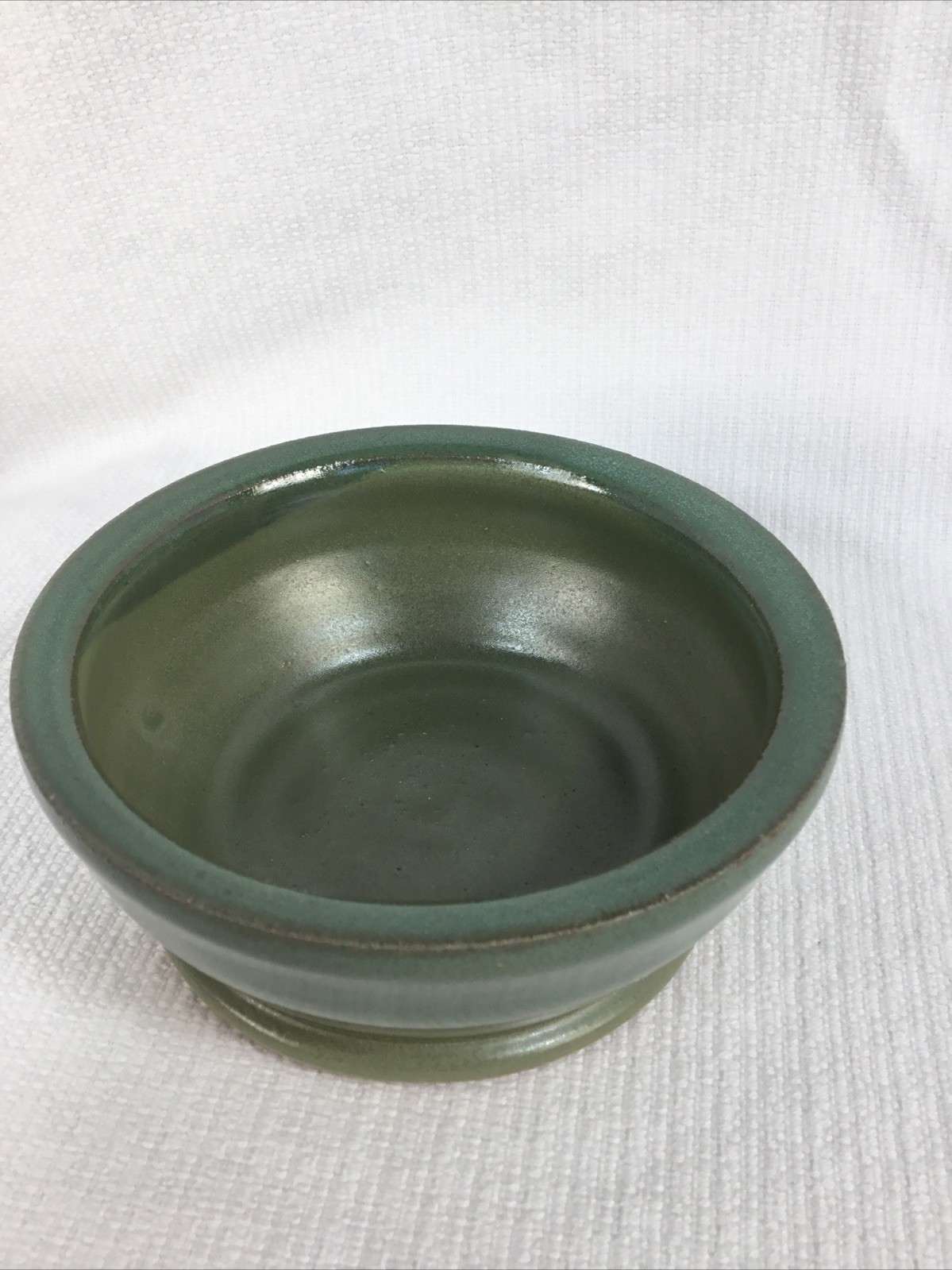 Handmade Studio Art Bowl Green Glaze 1.75” H x 4.5” W Trinket Dish