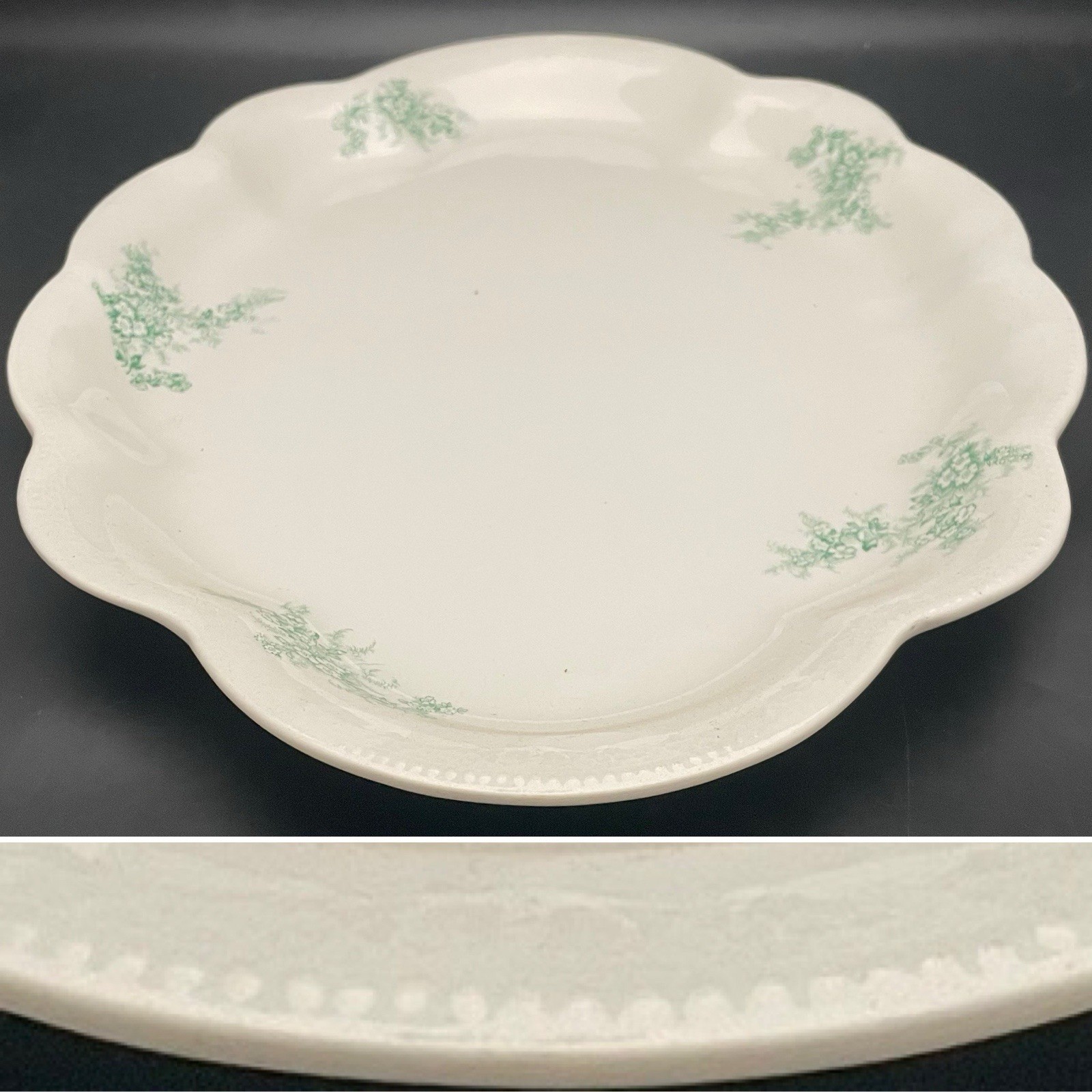 Homer Laughlin The Angelus Green Floral Oval Serving Platter 1905-16 USA 17″x13″