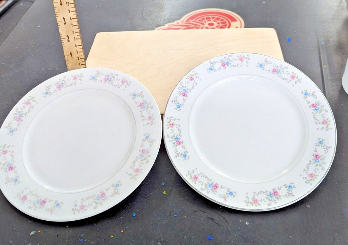 Dynasty Fine China Floral Pattern Plates 7.5 Inches White & Pastel Color