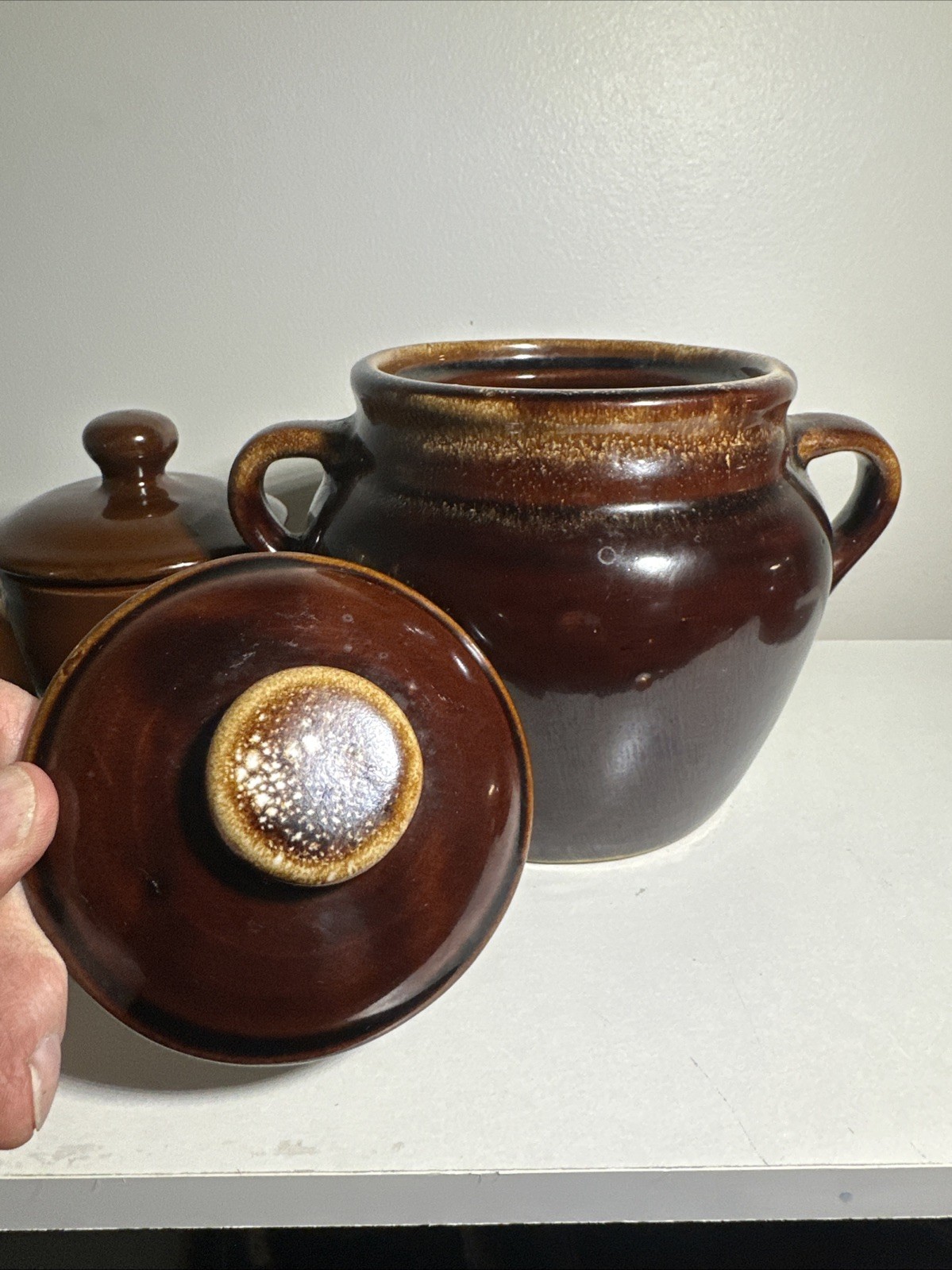 Vintage Brown Drip Glaze Pottery Set Of 5 USA Oven Proof