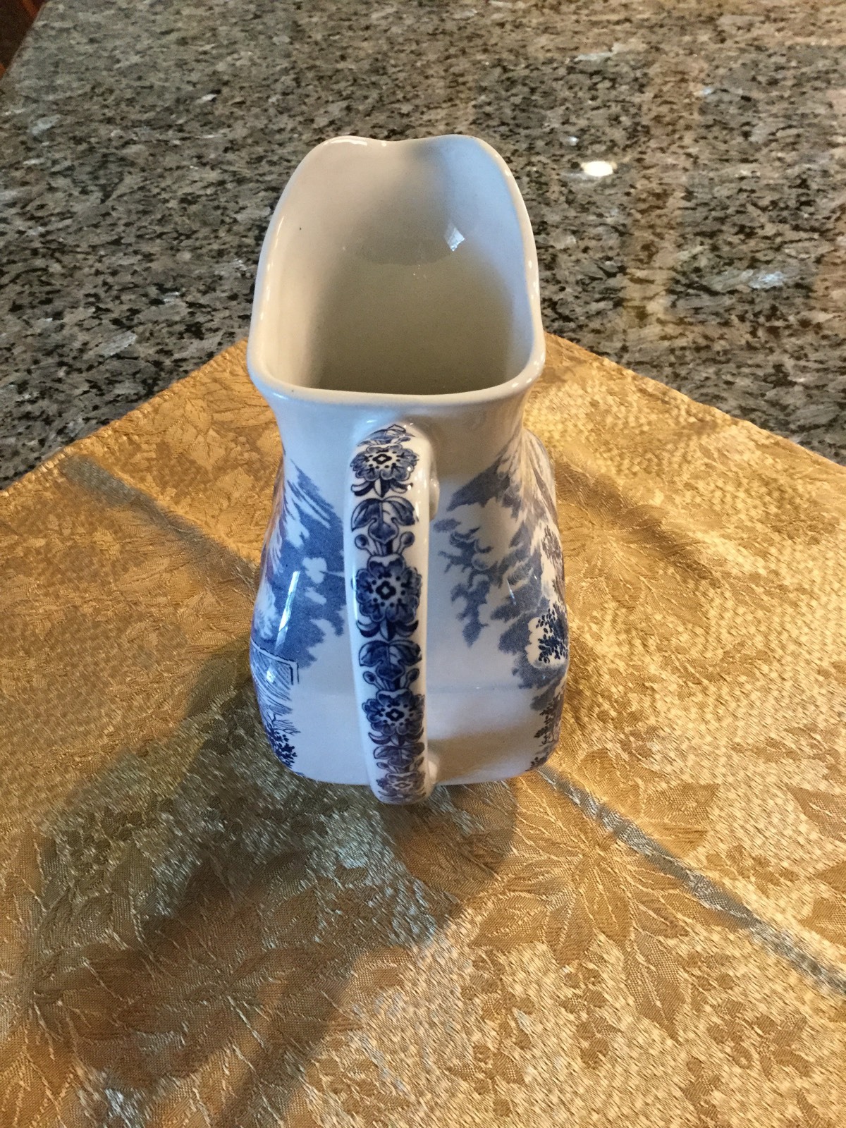 Staffordshire LIBERTY BLUE Pitcher 7.75 in. Old North Church Ironstone White