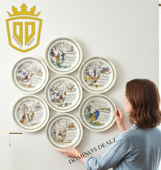 Set of 6 PV Parry Vieille French Opera Transferware Plates Hand Colored