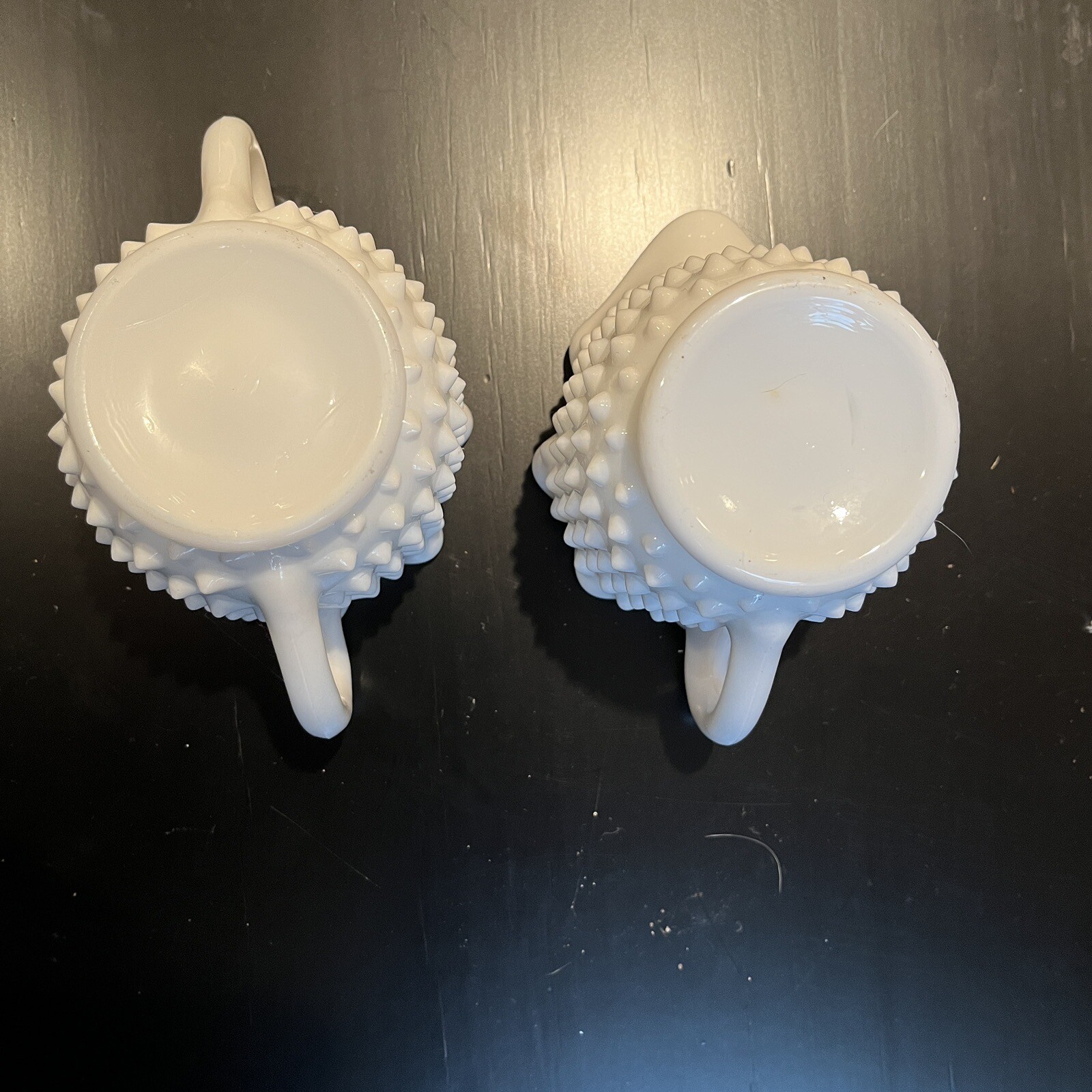 Vintage Fenton Hobnail White Milk Glass Star Sugar Bowl & Creamer #3906 Lovely