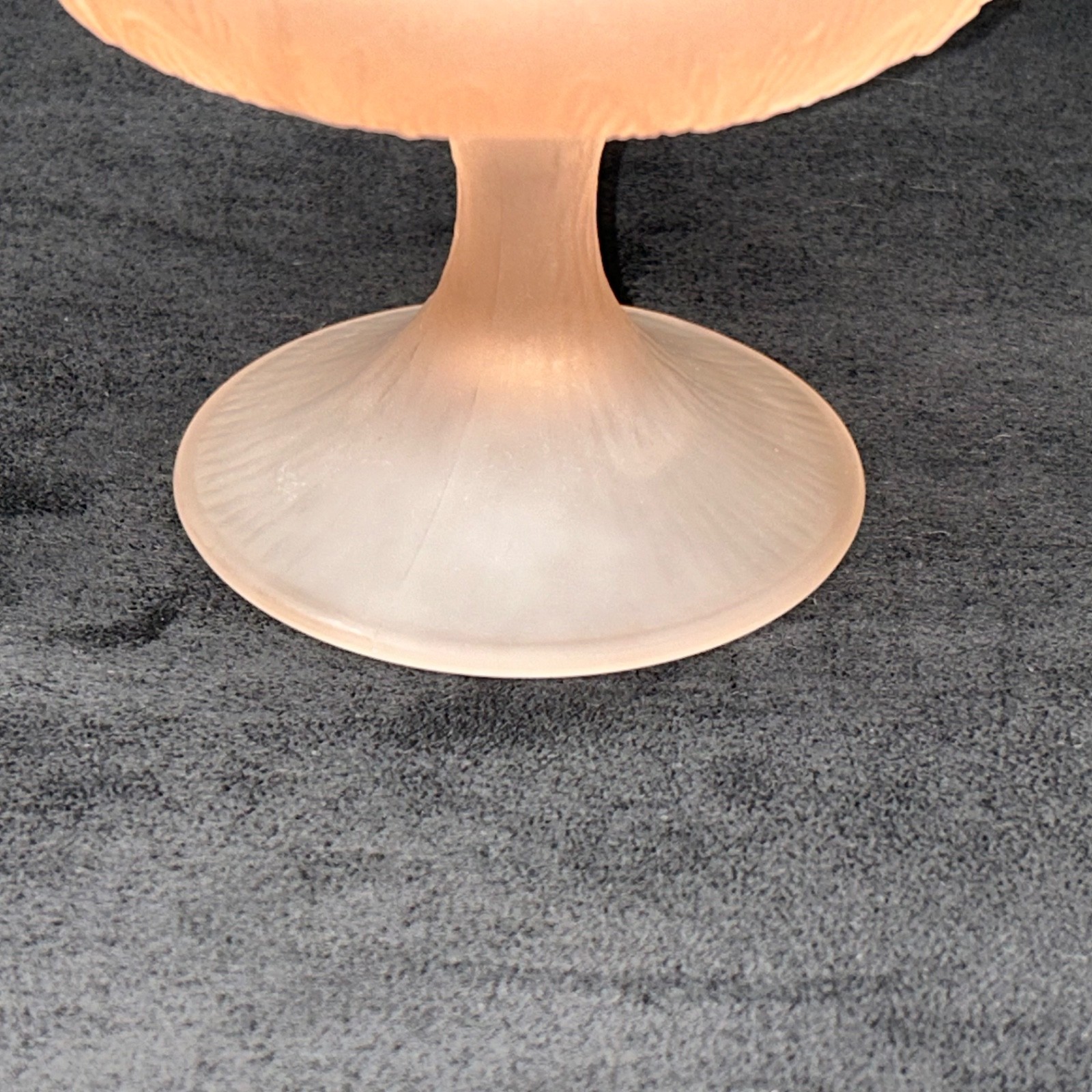 FTD Frosted Pink Glass Pedestal Candy Bowl Planter With Oak Leaf Design 1978